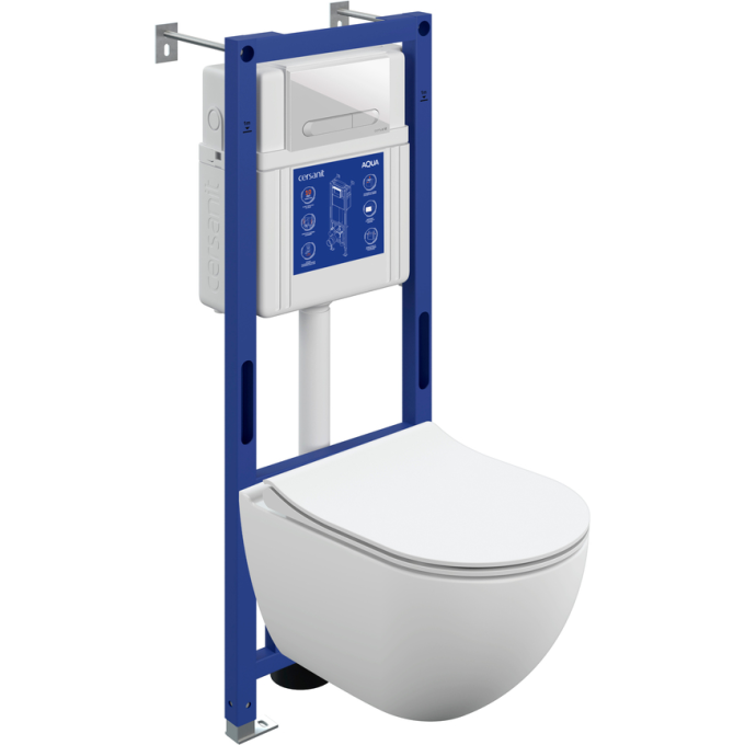 Комплект CERSANIT BRASKO SMART DPL EO slim инсталляция AQUA 40 SMART M кнопка ESTETICA пластик белый LP