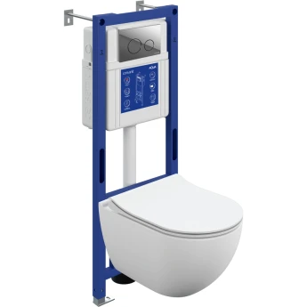 Комплект CERSANIT BRASKO SMART DPL EO slim инсталляция AQUA 40 SMART M кнопка TWINS пластик хром глянцевый LP