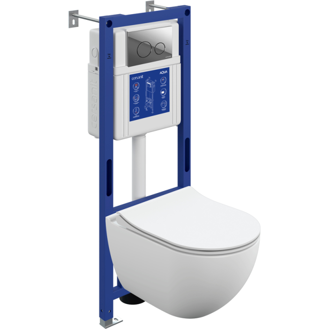 Комплект CERSANIT BRASKO SMART DPL EO slim инсталляция AQUA 40 SMART M кнопка TWINS пластик хром глянцевый LP