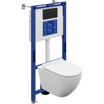 Комплект CERSANIT BRASKO VORTEX DPL EO slim инсталляция AQUA 50 PRIME P кнопка ACCENTO CIRCLE пластик черный