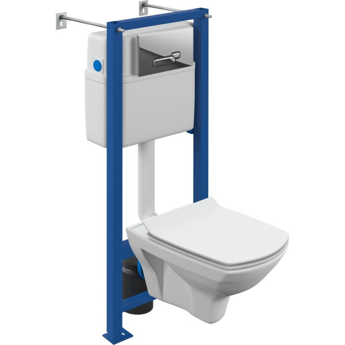 Комплект CERSANIT CARINA XL CO DPL EO SLIM инсталляция VECTOR кнопка ACTIS пластик хром глянцевый