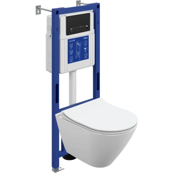Комплект CERSANIT CITY SMART DPL EO инсталляция AQUA 40 SMART M кнопка ESTETICA пластик черный матовый с