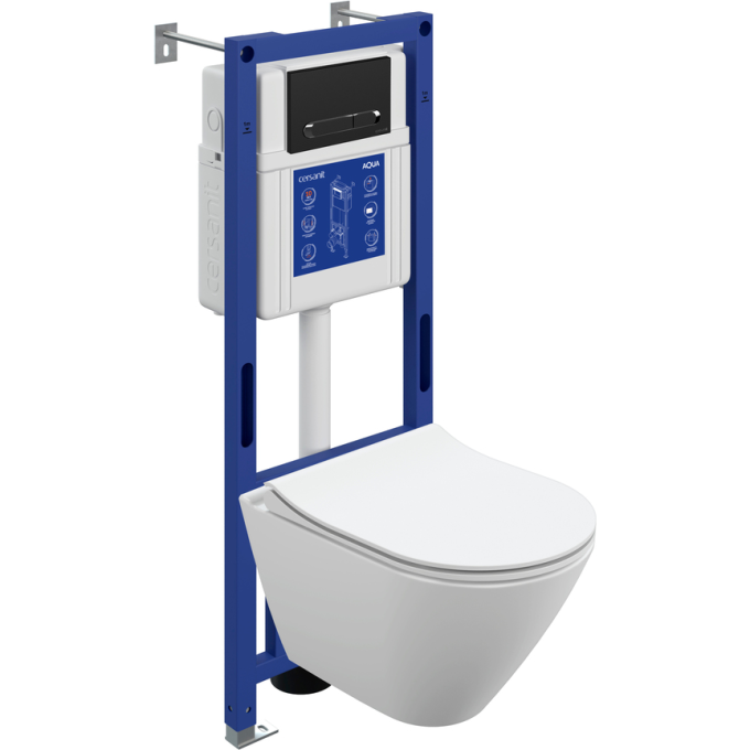 Комплект CERSANIT CITY SMART DPL EO инсталляция AQUA 40 SMART M кнопка ESTETICA пластик черный матовый с