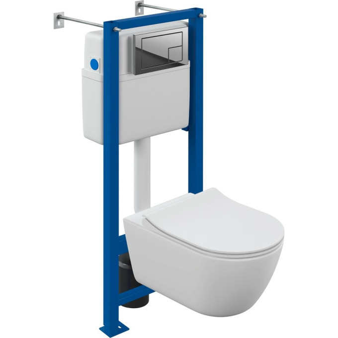 Комплект CERSANIT NATURE OVAL CO DPL EO slim инсталляция VECTOR кнопка CORNER пластик хром глянцевый